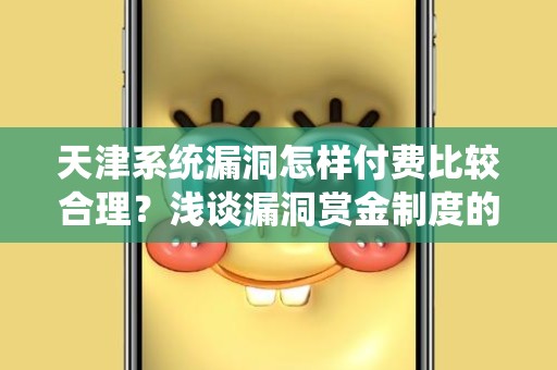 天津系统漏洞怎样付费比较合理？浅谈漏洞赏金制度的优化