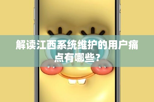 解读江西系统维护的用户痛点有哪些？
