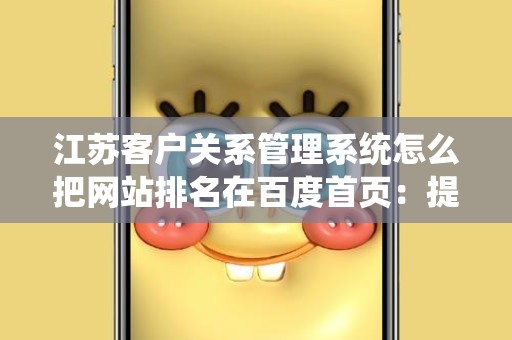 江苏客户关系管理系统怎么把网站排名在百度首页：提升可见性的实用策略