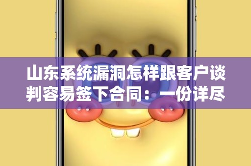 山东系统漏洞怎样跟客户谈判容易签下合同：一份详尽的指南