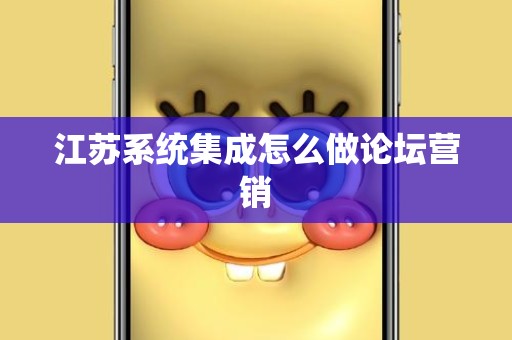 江苏系统集成怎么做论坛营销