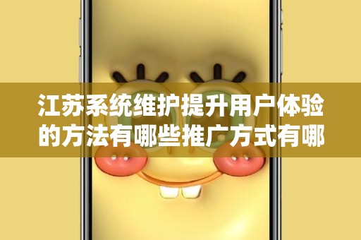 江苏系统维护提升用户体验的方法有哪些推广方式有哪些